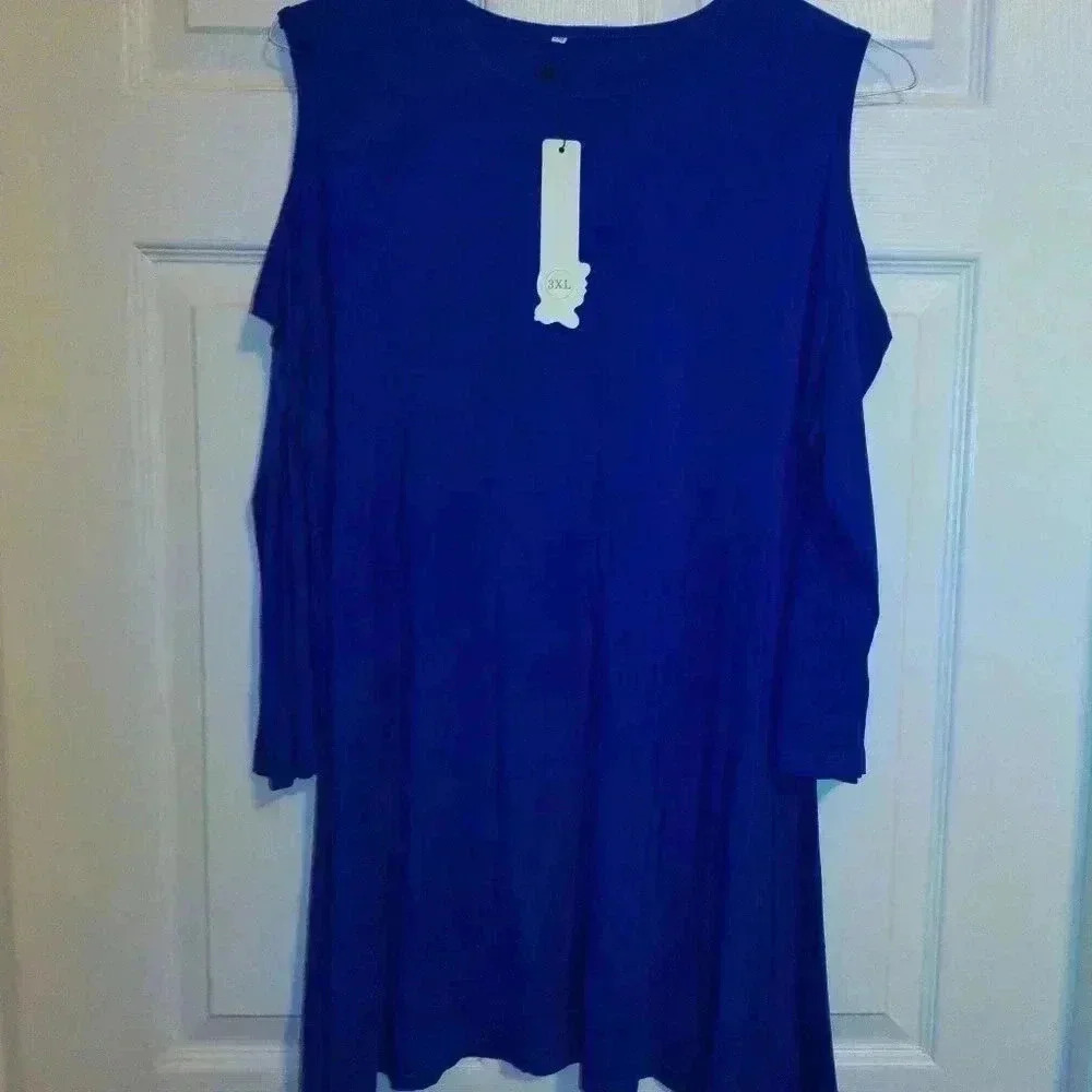 Afibi Royal Blue Cold Shoulder Top / Size 3XL